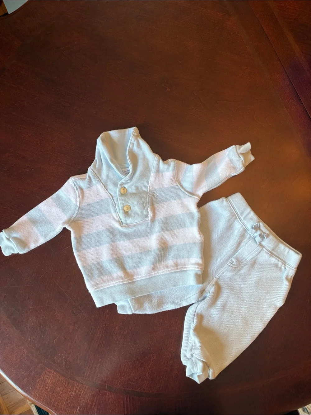 Polo Ralph Lauren Baby Boy Light Blue Striped Hoodie Joggers Set 6M 🧸